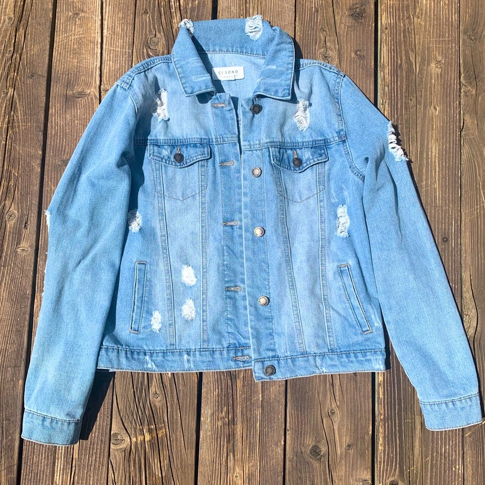 Over-Sized Distressed Jean Jacket
